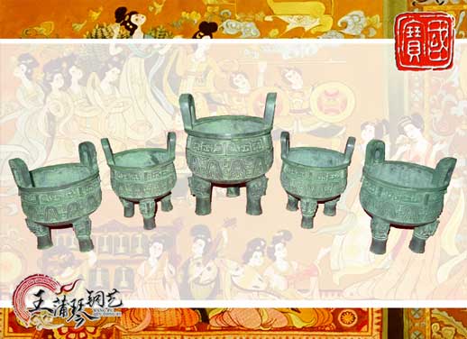 銅鼎，銅五鼎，中國鼎，佛像用鼎